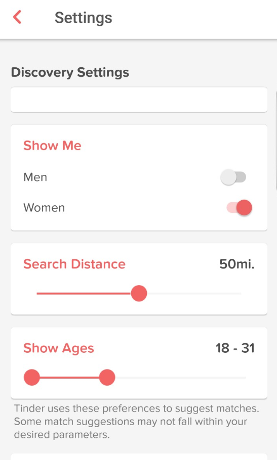 Tinder distance from km to miles